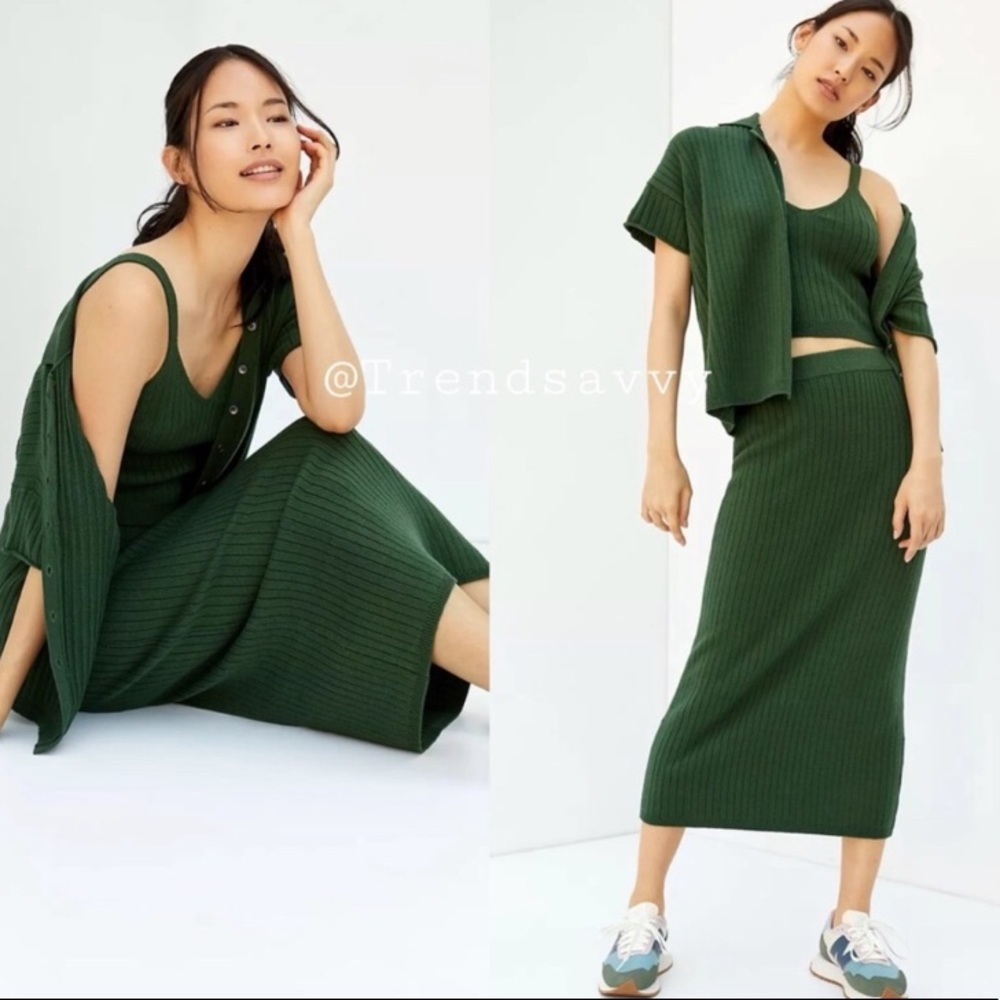 Anthropologie 3 Piece Knit Polo Tank Skirt Set